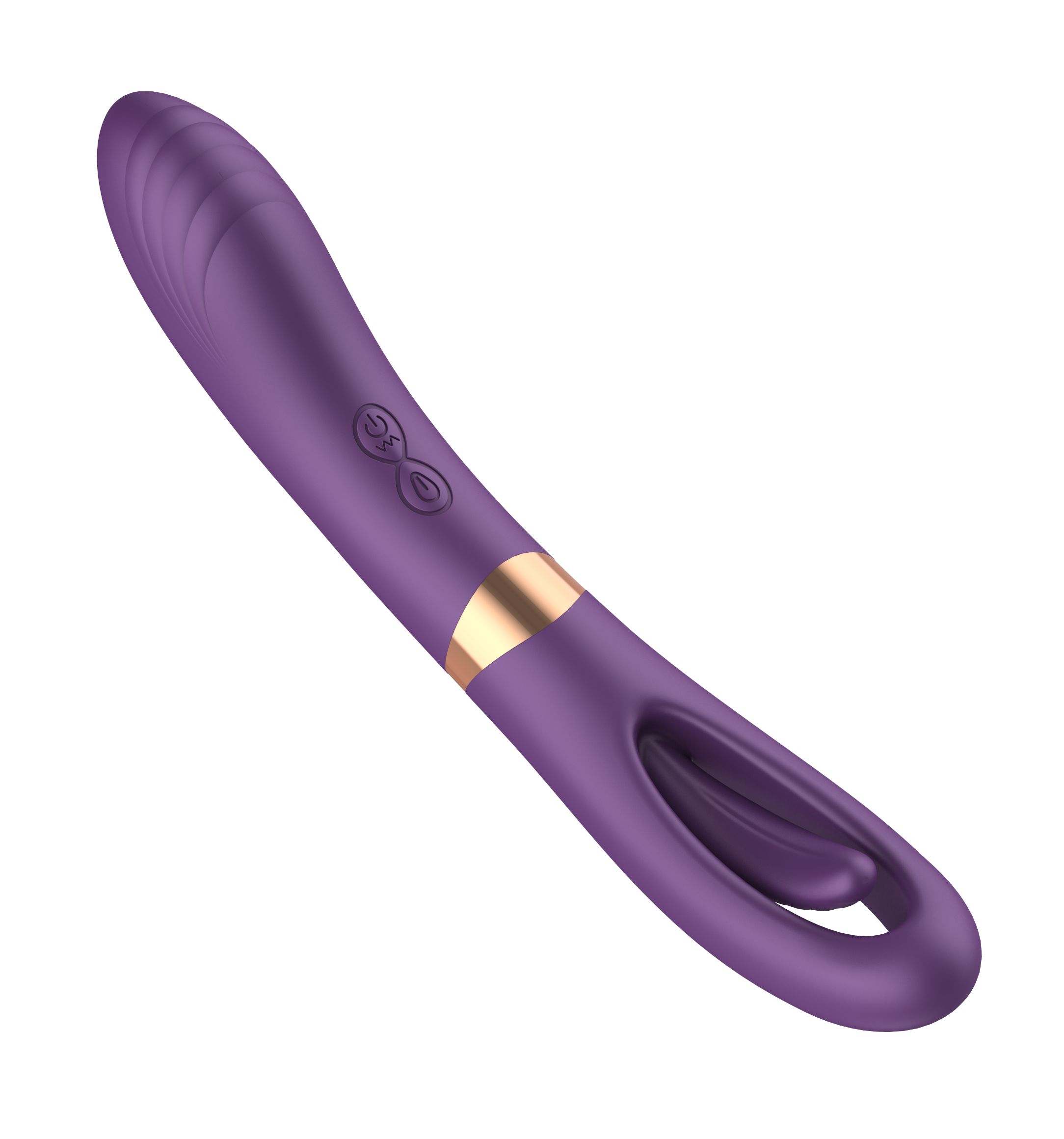 522186 Фиолетовый силиконовый вибратор с функцией фингеринга - 23,5 см.