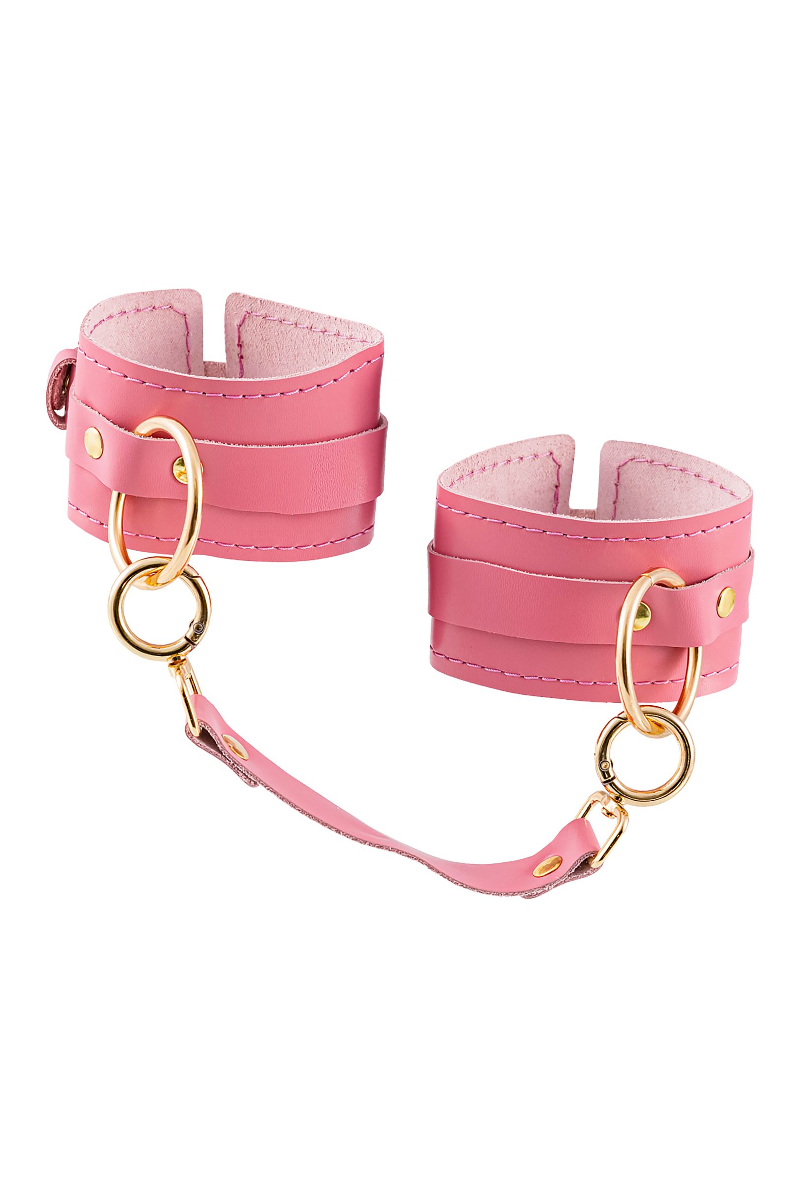 523525 Розовые однослойные кожаные оковы