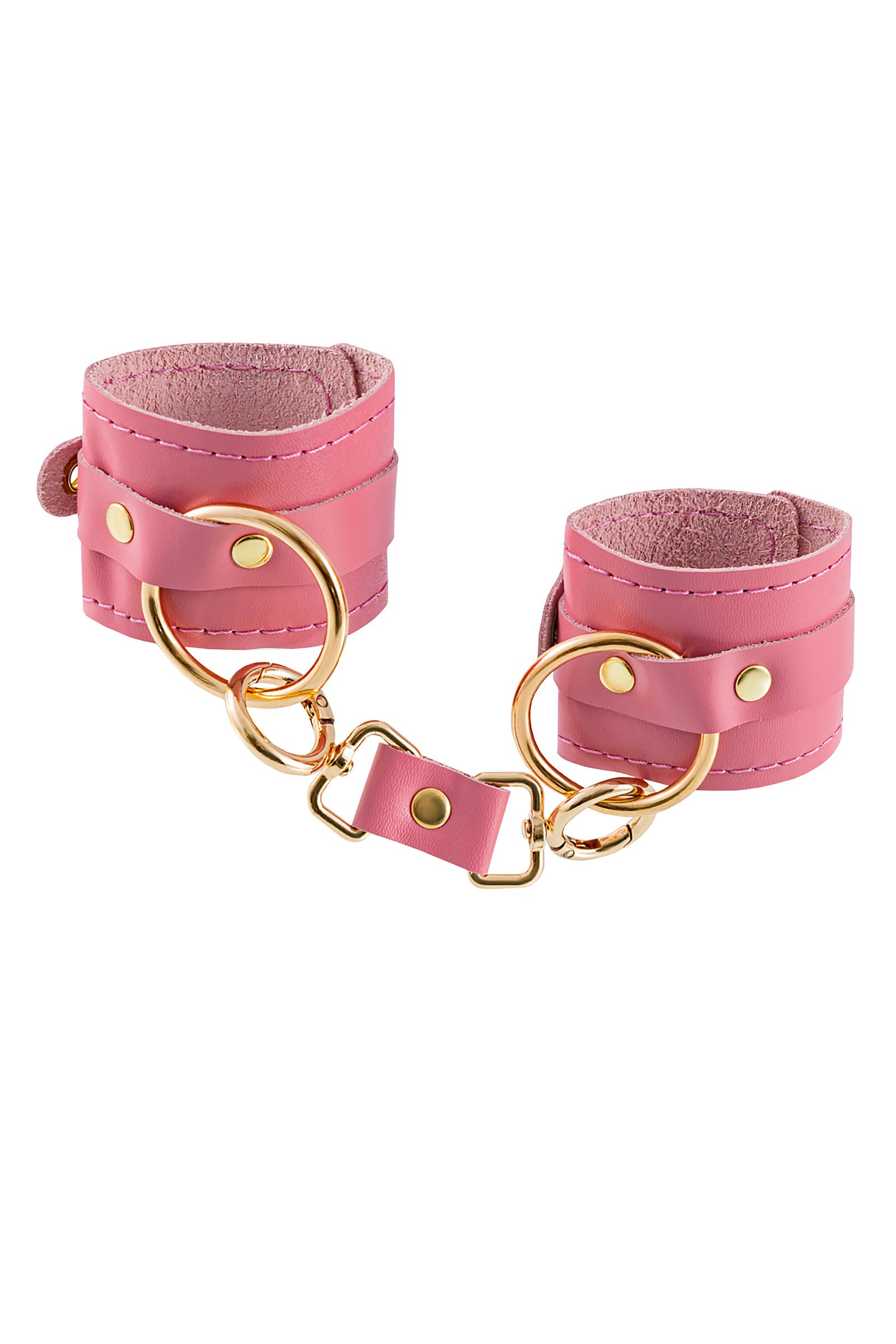 523529 Розовые однослойные кожаные наручники