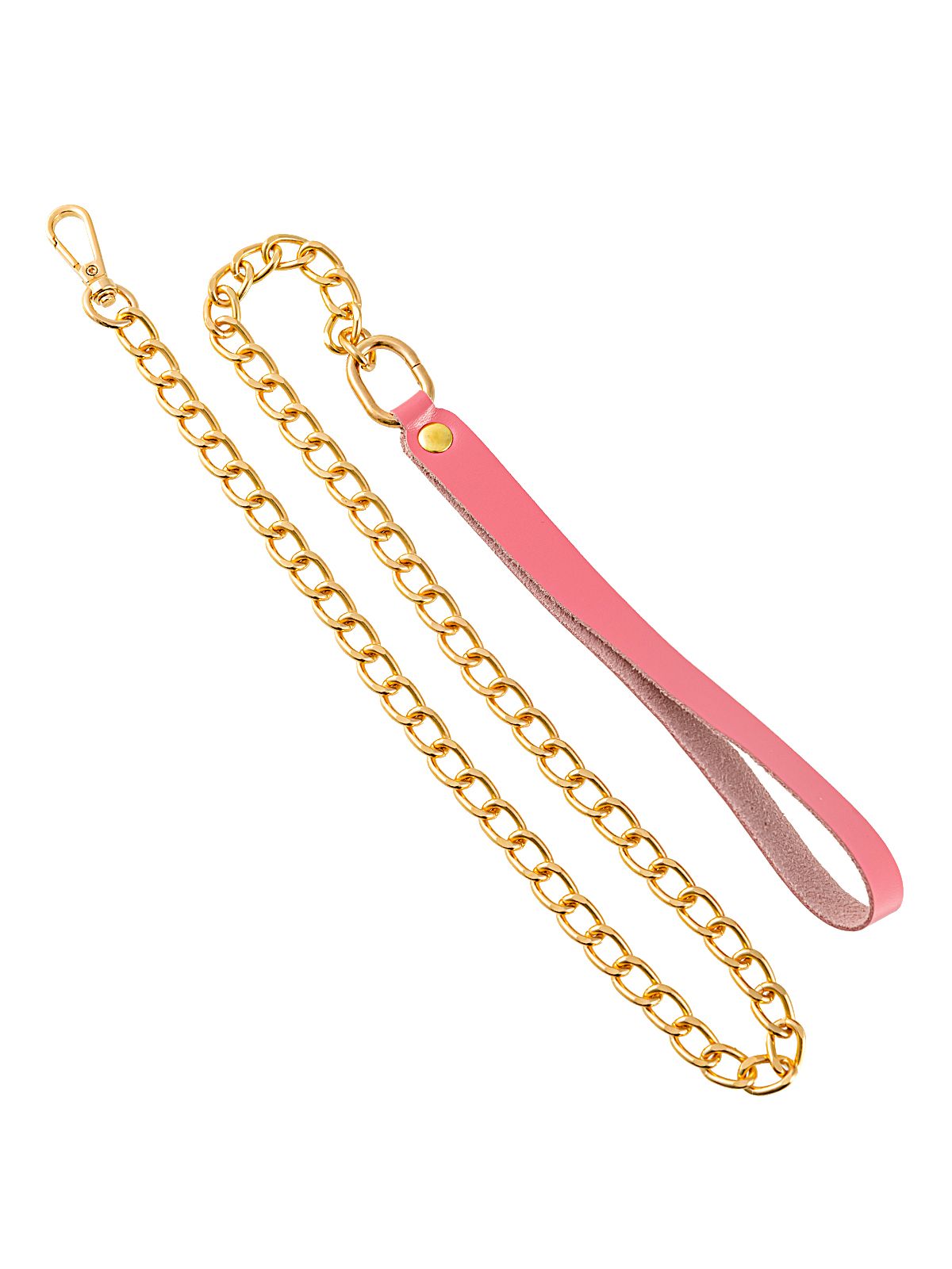 523531 Розовый кожаный поводок с карабином для ошейника - 80 см.