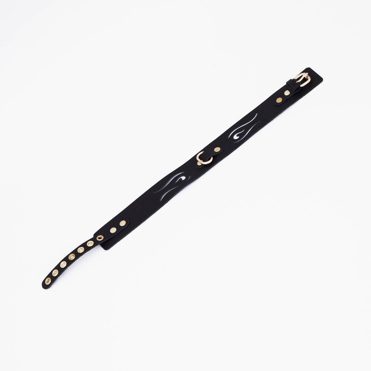 524994 Черный кожаный ошейник с золотистой фурнитурой