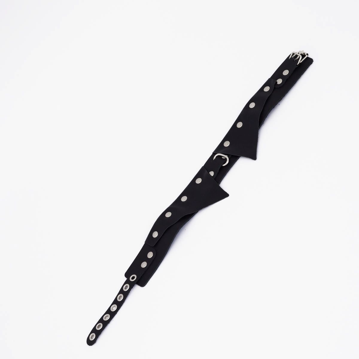 524999 Черный однослойный кожаный ошейник с имитацией воротничка