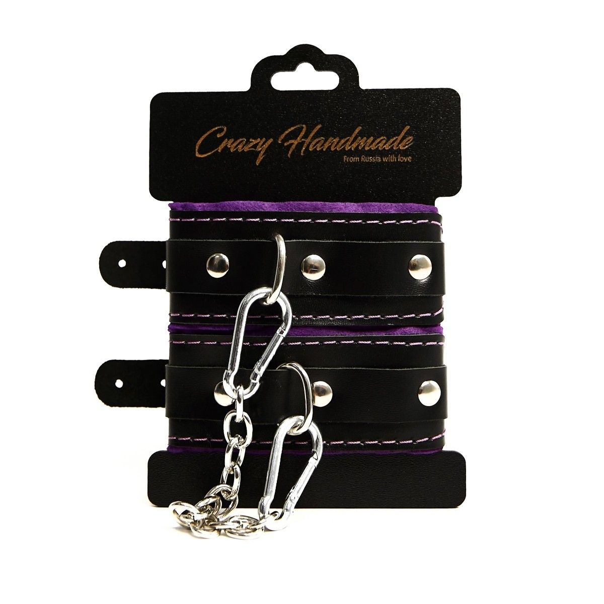 527390 Черно-фиолетовые скругленные наручники с мягкой подкладкой