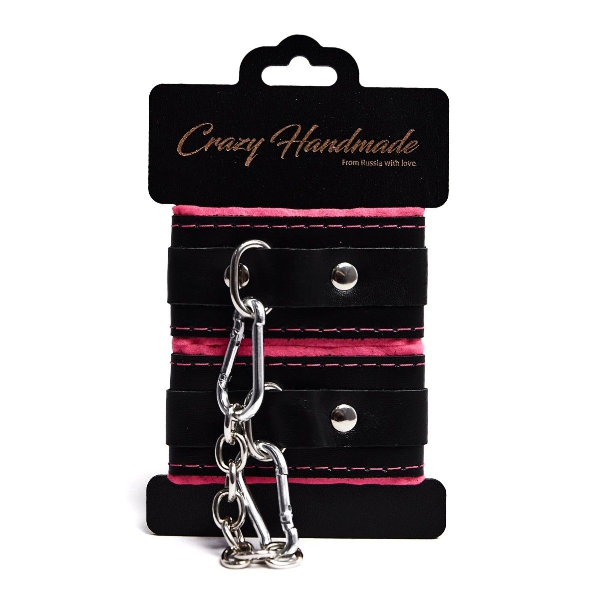 527391 Черно-розовые скругленные наручники с мягкой подкладкой