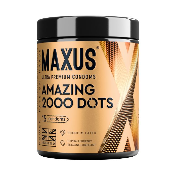 527798 Точечные презервативы MAXUS 2000 Amazing Dots с железным кейсом - 15 шт.