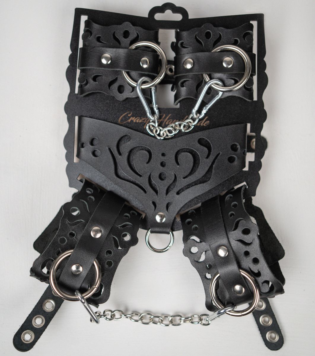 528482 Черный ажурный кожаный набор фиксаций