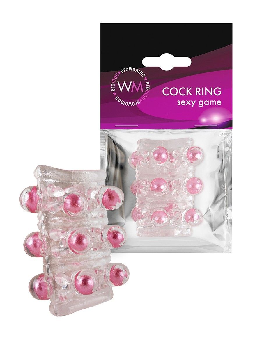 529331 Прозрачная сквозная насадка на пенис с цветными шариками