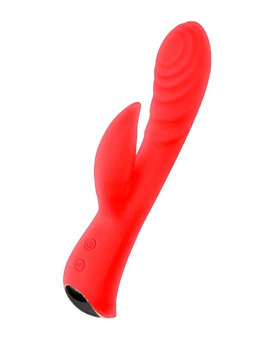 529538 Красный перезаряжаемый вибратор-кролик - 19,1 см.