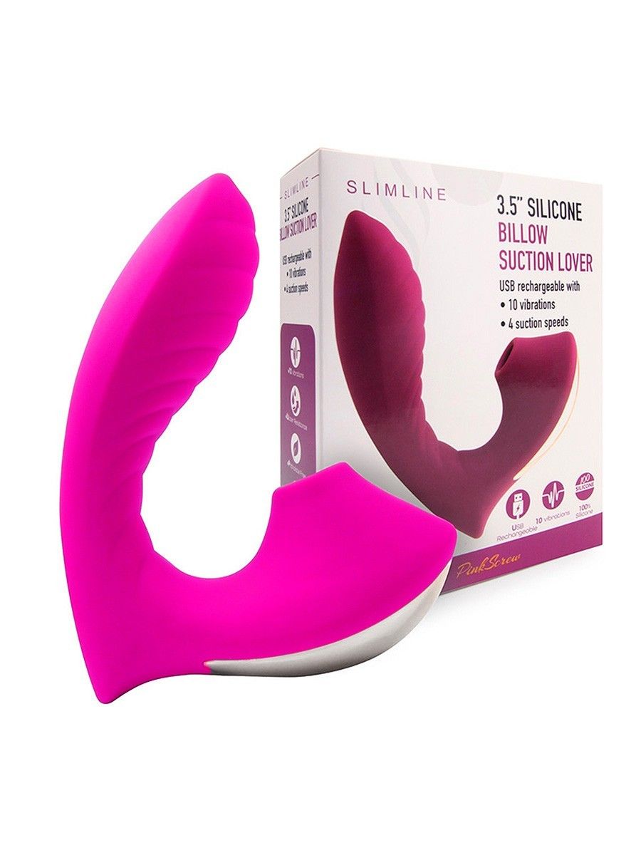 529560 Ярко-розовый вибромассажер с вакуумной стимуляцией клитора