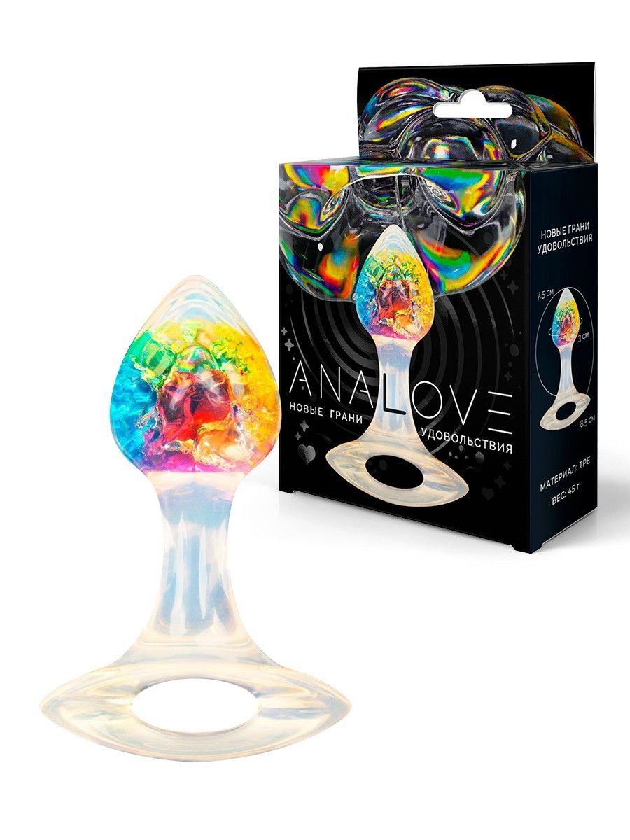 529599 Яркая анальная пробка с ручкой - 8,5 см.