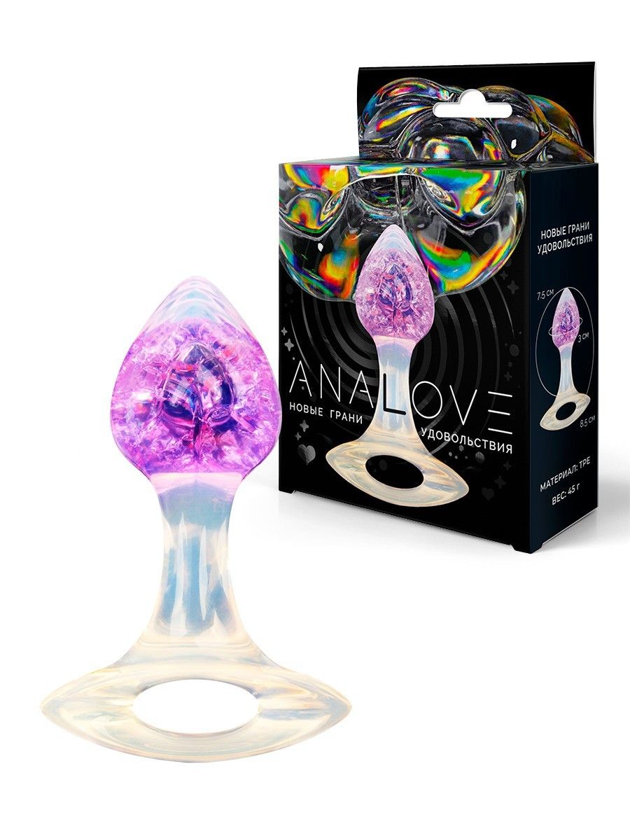 529788 Сиреневатая анальная пробка с ручкой - 8,5 см.