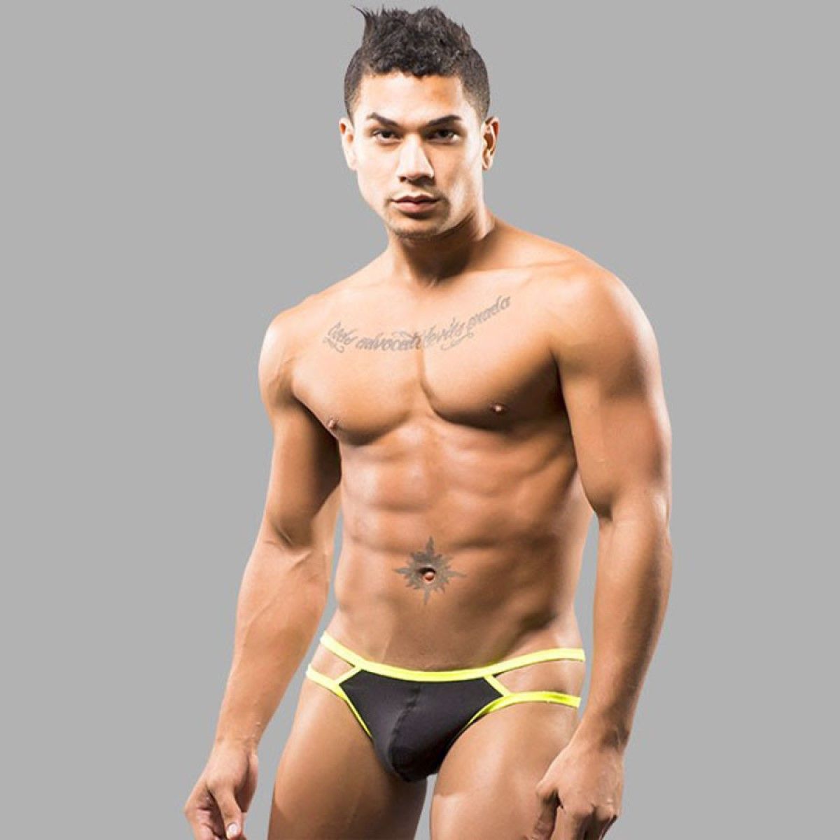 529887 Черные мужские трусы-стринги с 2 боковыми бретелями