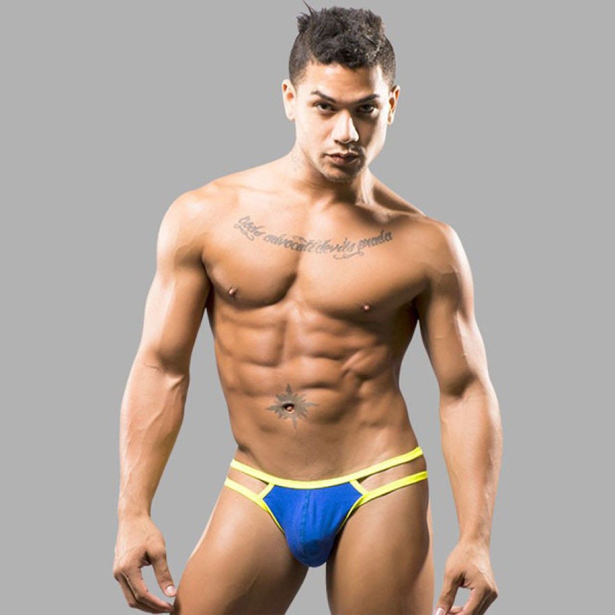 529894 Синие мужские трусы-стринги с двойными бретелями