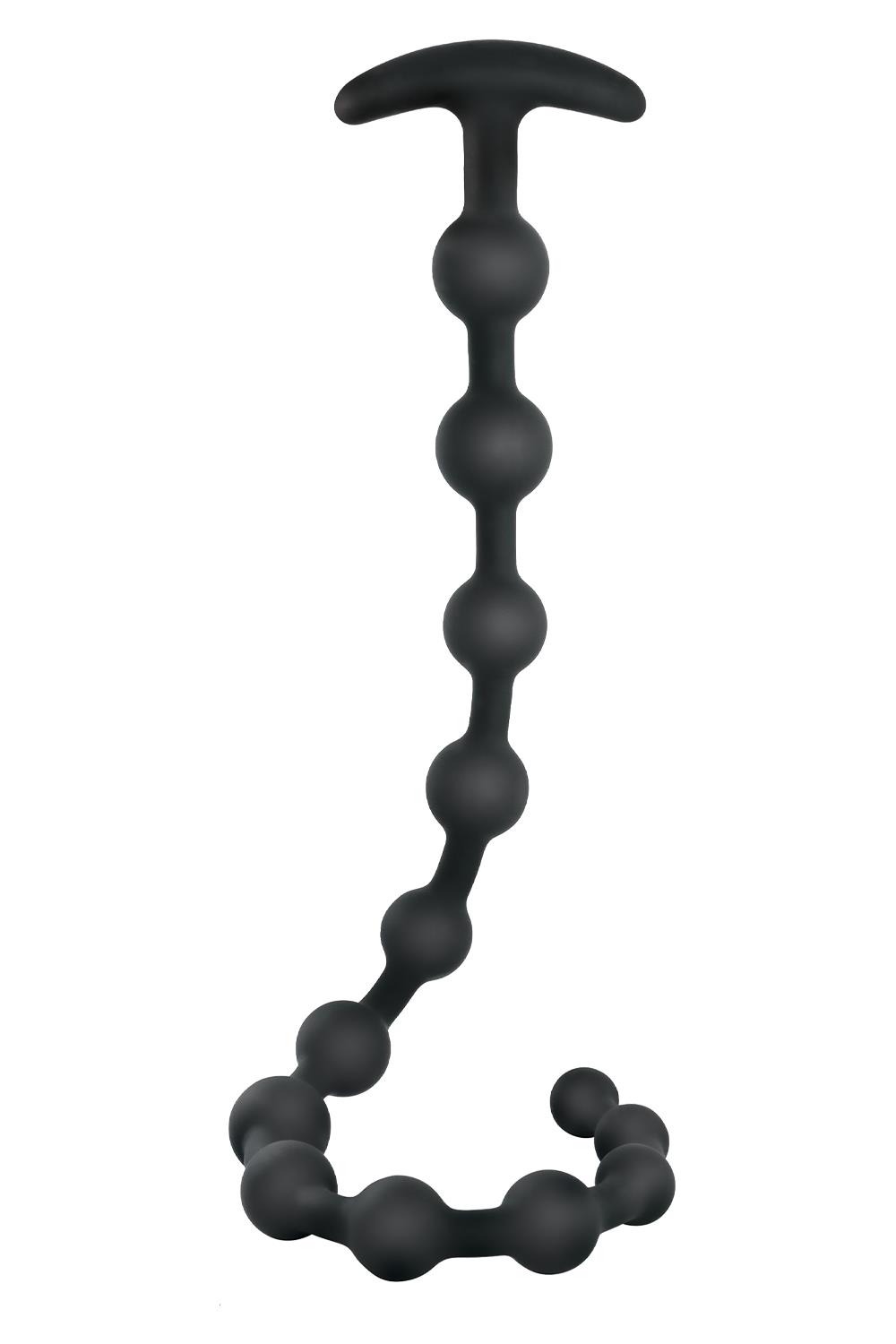 531225 Черная анальная цепочка Ribbed Silicone Anal Beads - 48,3 см.