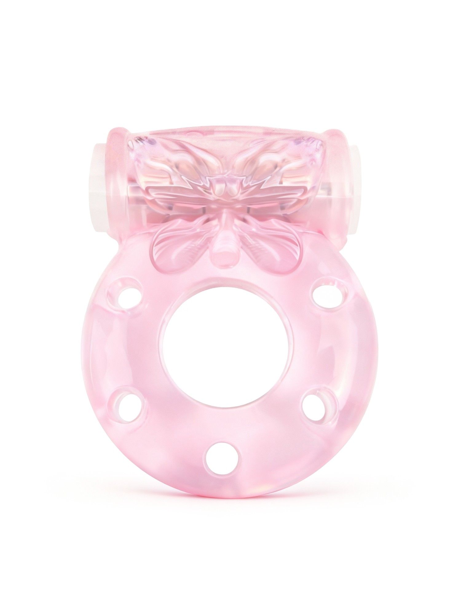 531368 Розовое эрекционное виброкольцо с бабочкой