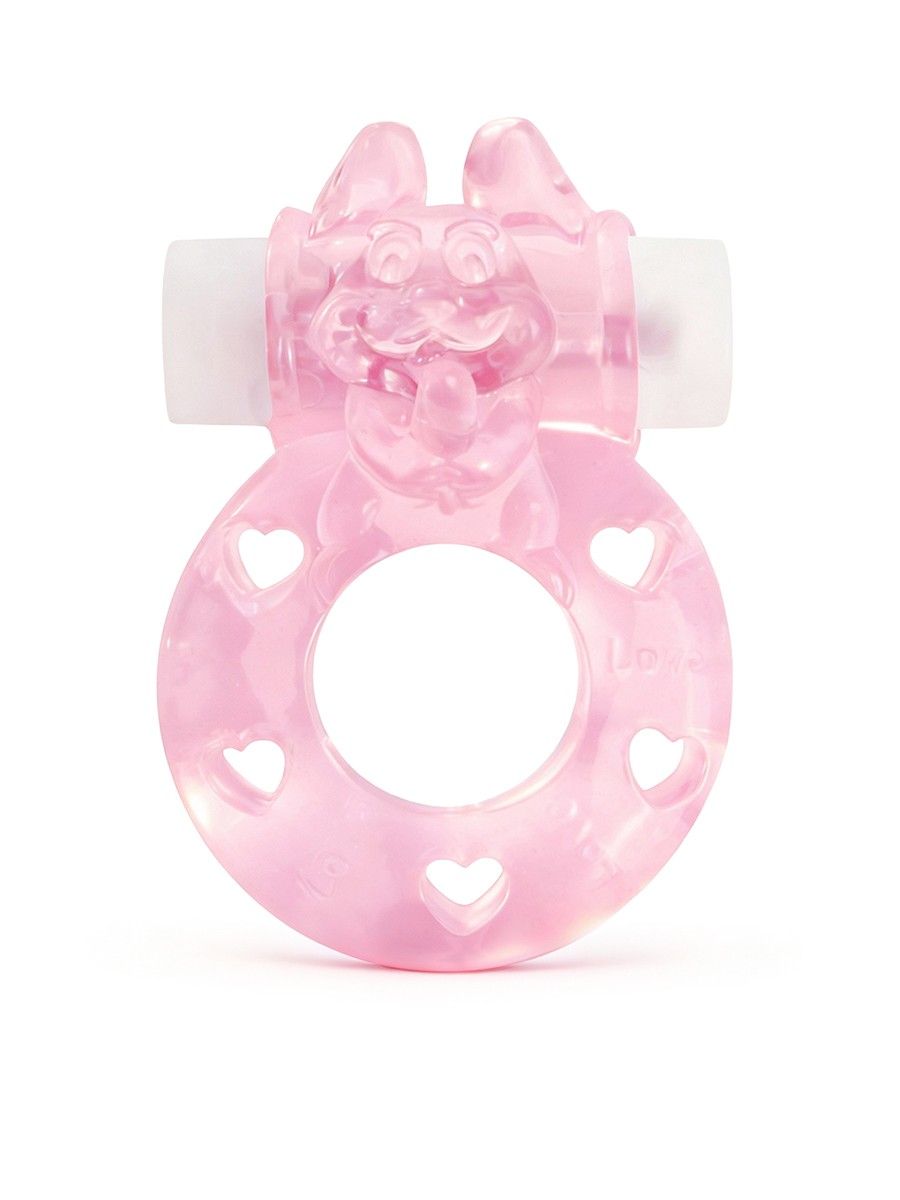 531369 Розовое эрекционное виброкольцо в форме зайчика