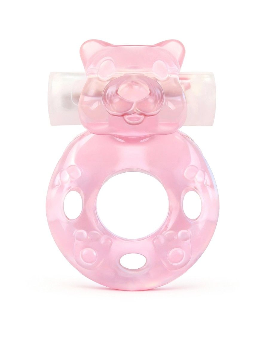 531370 Розовое эрекционное виброкольцо в форме мишки