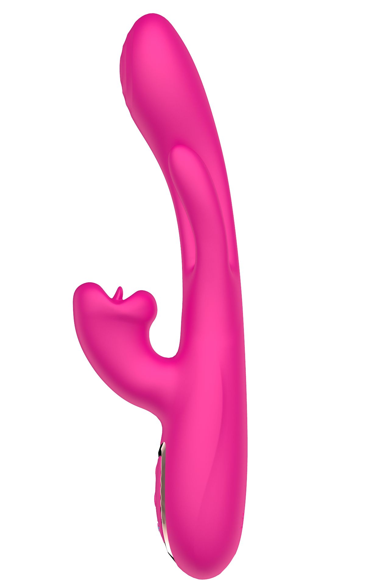 532198 Розовый вибратор со стимуляцией клитора и фингерингом - 23,5 см.