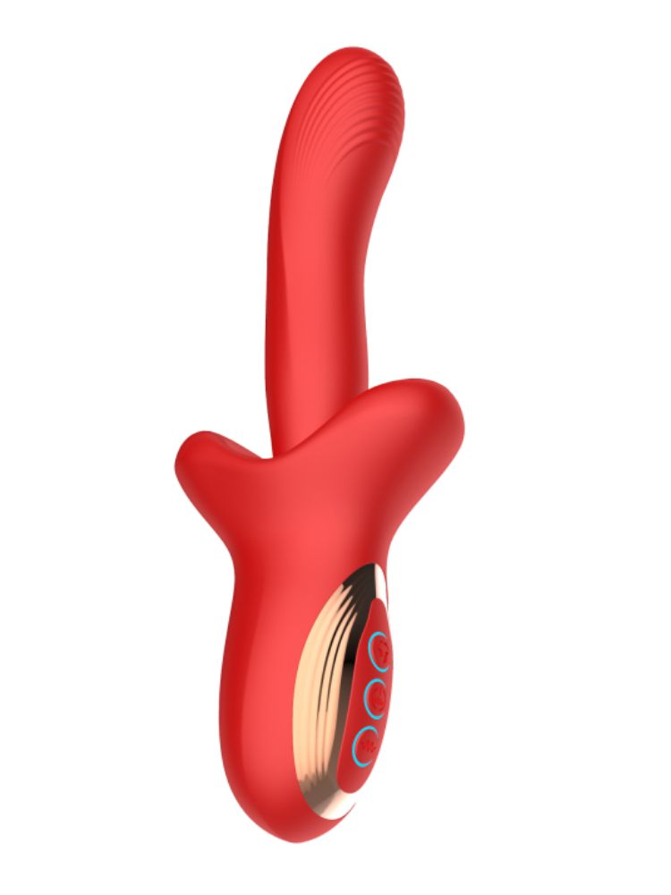 532205 Красный вибратор с постукивающим эффектом - 22 см.