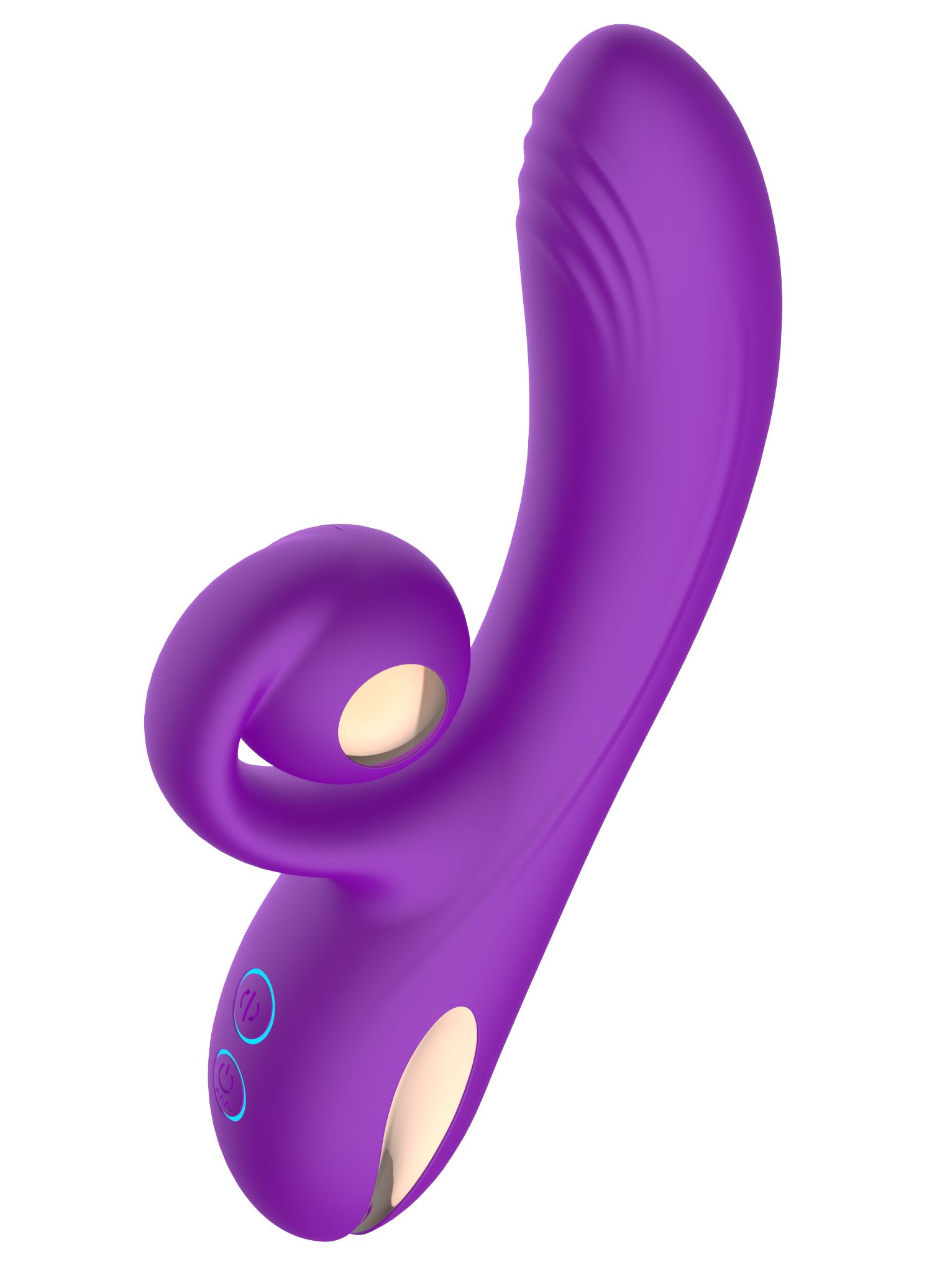 532210 Фиолетовый вибратор-кролик с функцией вращения ствола