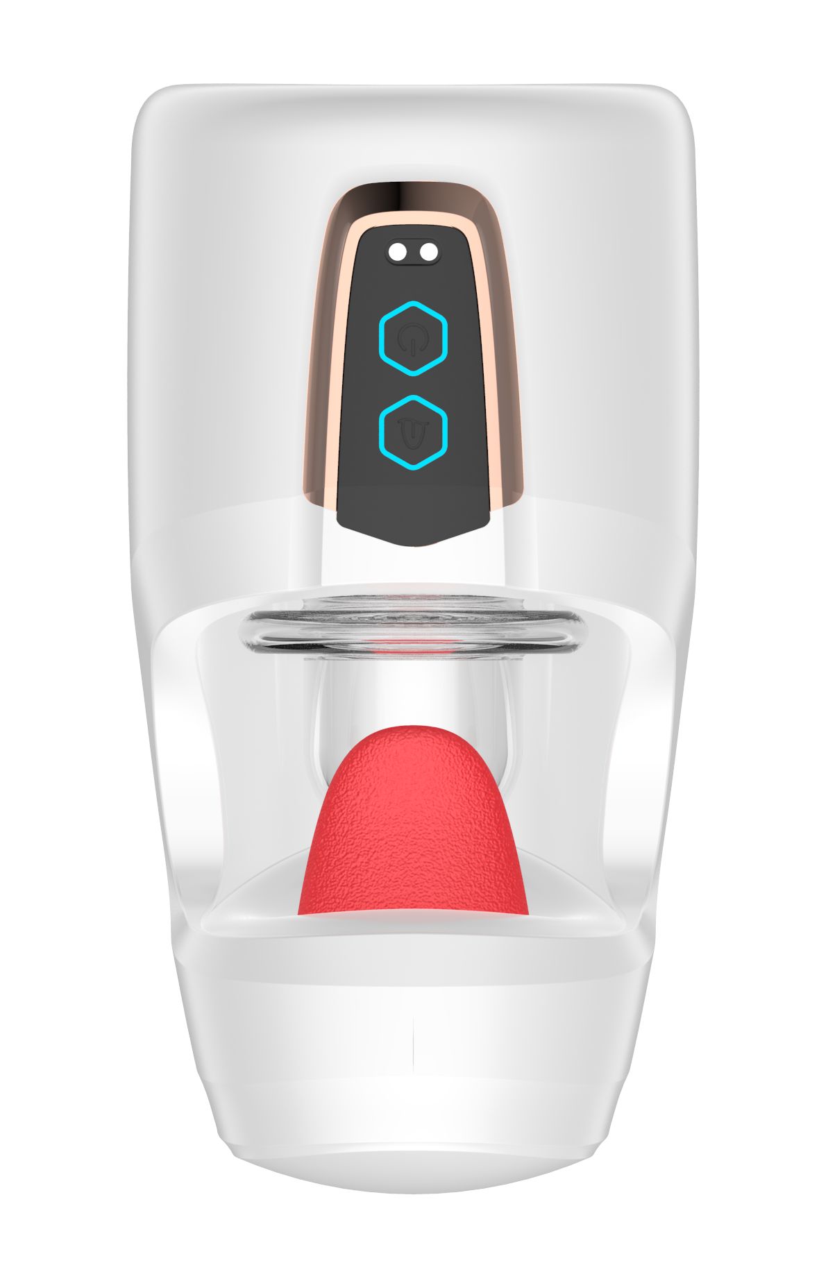 532212 Белый мастурбатор с язычком и возвратно-поступательными движениями