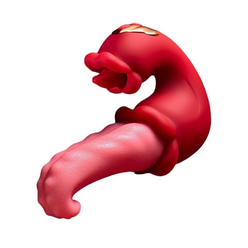 532226 Красный вибратор-язык с вакуумной стимуляцией клитора