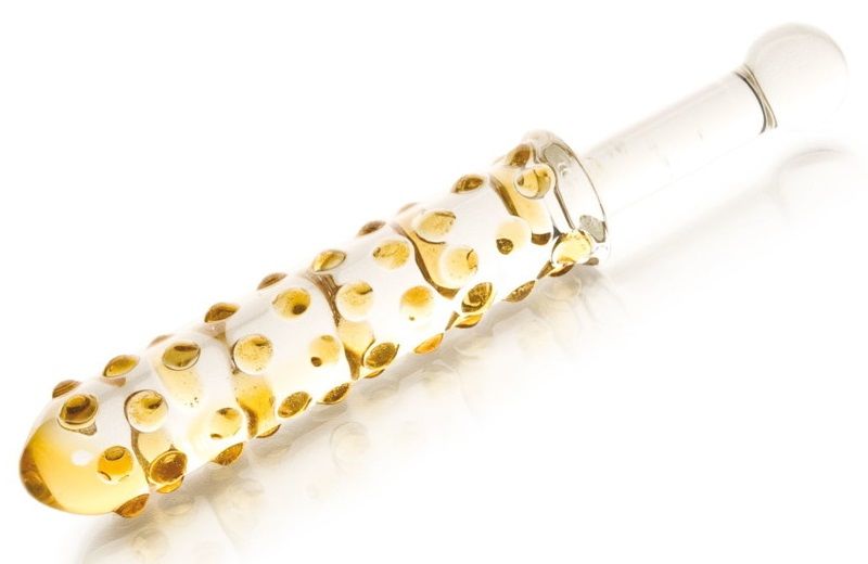 5822 Стеклянный анальный фаллос с выпуклыми точками - 24 см.