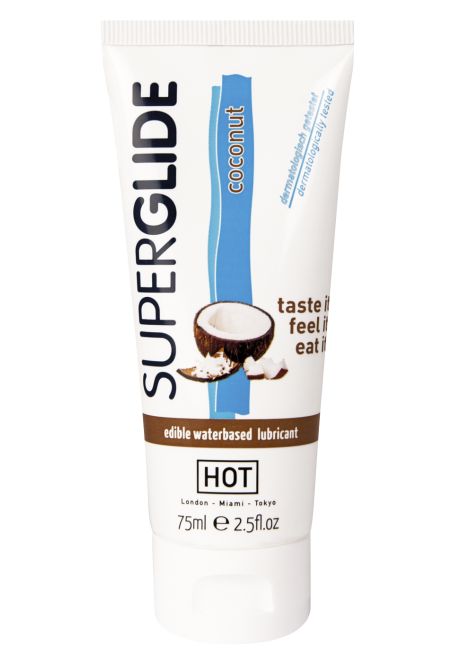 8258 Съедобный лубрикант на водной основе Superglide с ароматом кокоса - 75 мл.